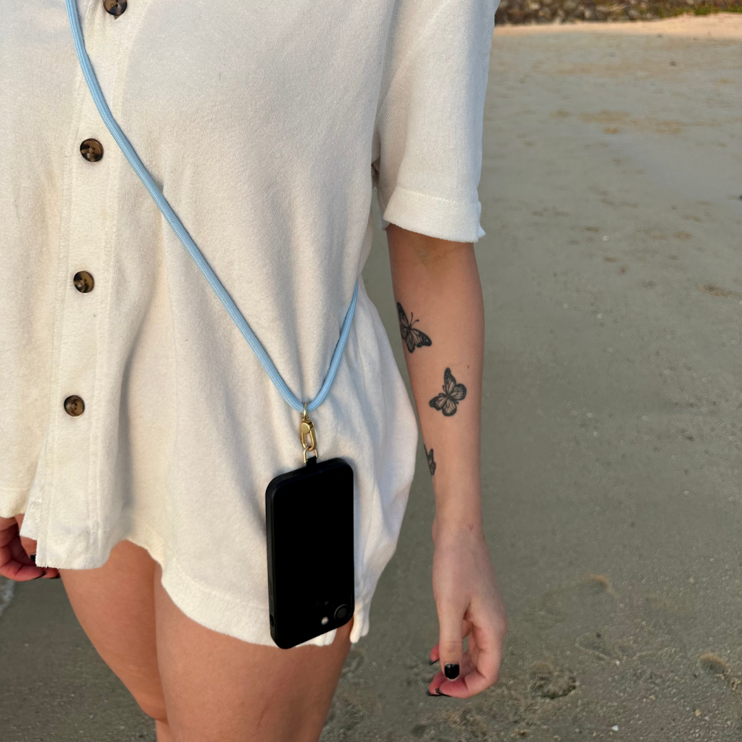 Blue crossbody phone strap