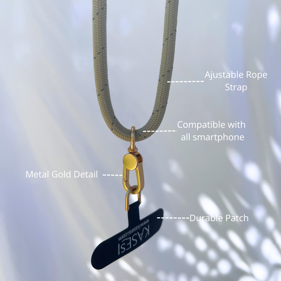 Grey With Reflechissant Fleck - Universal Crossbody Phone Strap